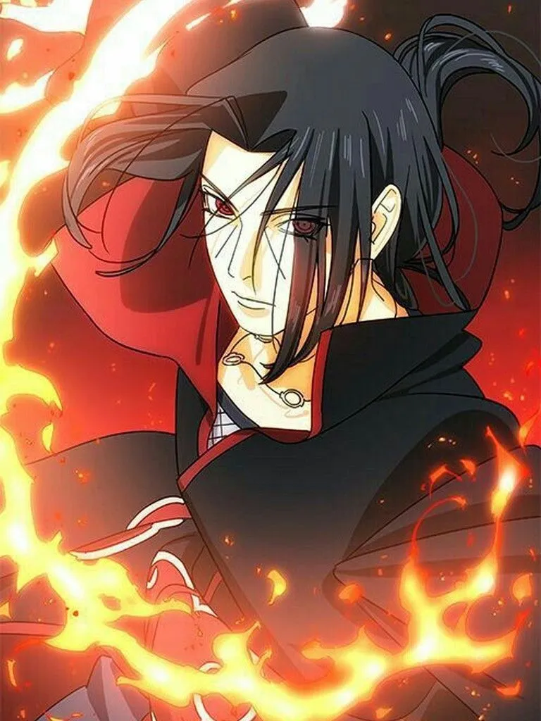 Hình nền Itachi Sharingan nổi bật, mang đến không gian đầy quyền lực và huyền bí cho màn hình của bạn