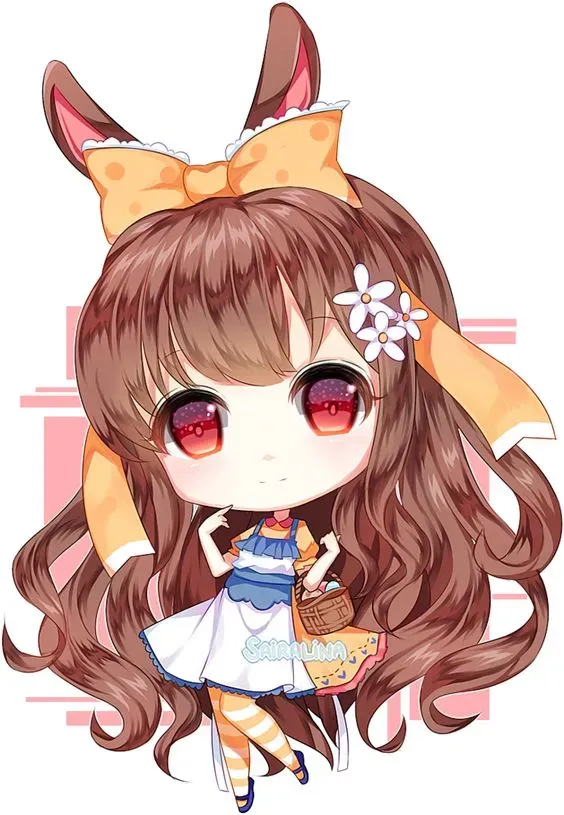 Hình ảnh chibi nữ dễ thương, phong cách anime dễ thương.