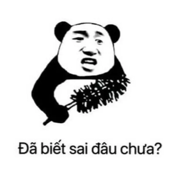 Meme gấu trúc kinh dị – biểu cảm rùng mình nhưng không kém phần vui nhộn.