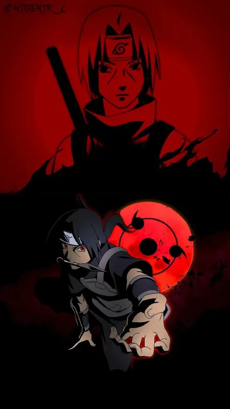 Hình nền Sasuke Itachi với ánh mắt sắc lạnh, thể hiện sự mạnh mẽ và đẳng cấp của nhân vật