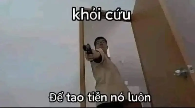 Meme cầm súng bắn đầy kịch tính, mang tính giải trí cao.