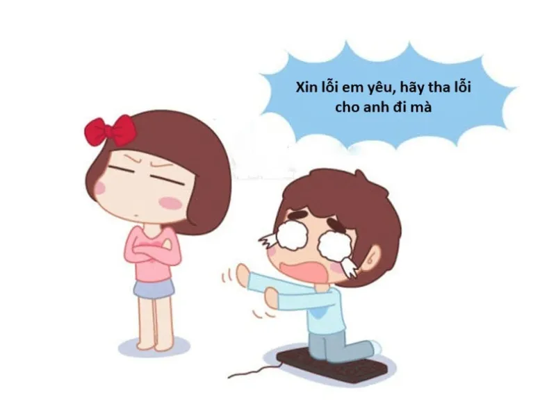 Meme quỳ xin lỗi với biểu cảm hài hước khó đỡ