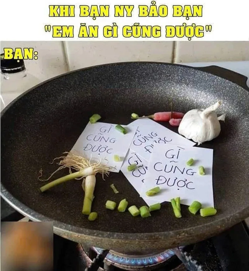 Nấu ăn và kết quả bất ngờ trong meme nấu ăn và kết quả
