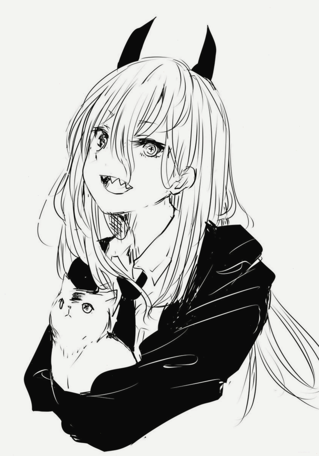 Avatar anime nữ ma cà rồng trắng đen với vẻ đẹp ma mị, quyến rũ