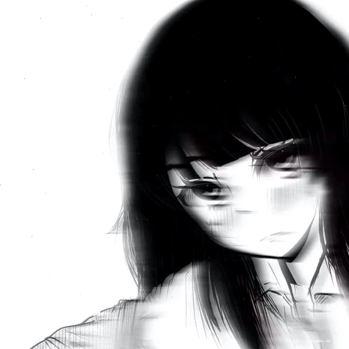 Avatar anime trắng đen với mái tóc dài, thể hiện vẻ đẹp mong manh, u buồn