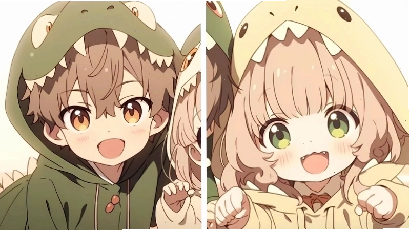 Avatar đôi anime với nhân vật chiến binh
