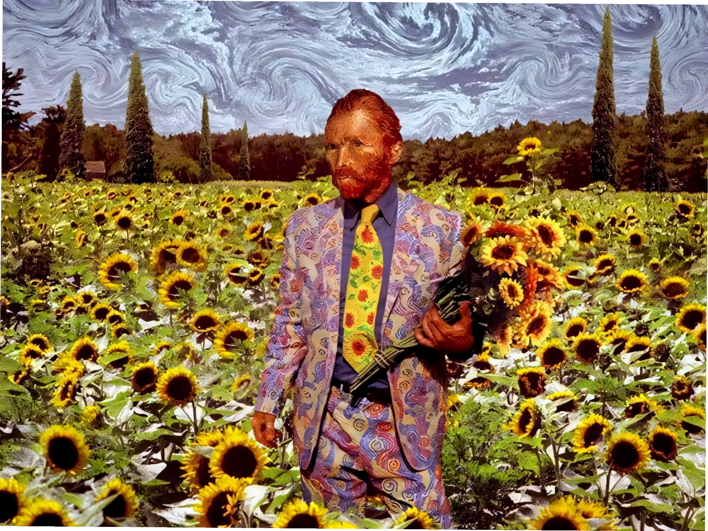 Avatar hoa hướng dương phong cách Van Gogh độc đáo
