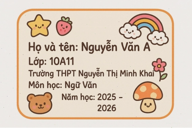Các mẫu nhãn vở được thiết kế với avatar lớp