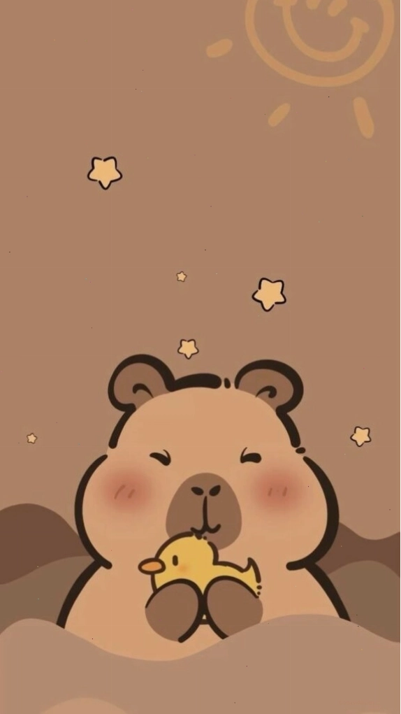Capybara ôm chú vịt vàng