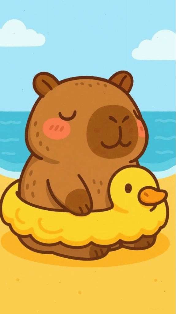 Capybara tắm biển trên phao vịt làm avatar