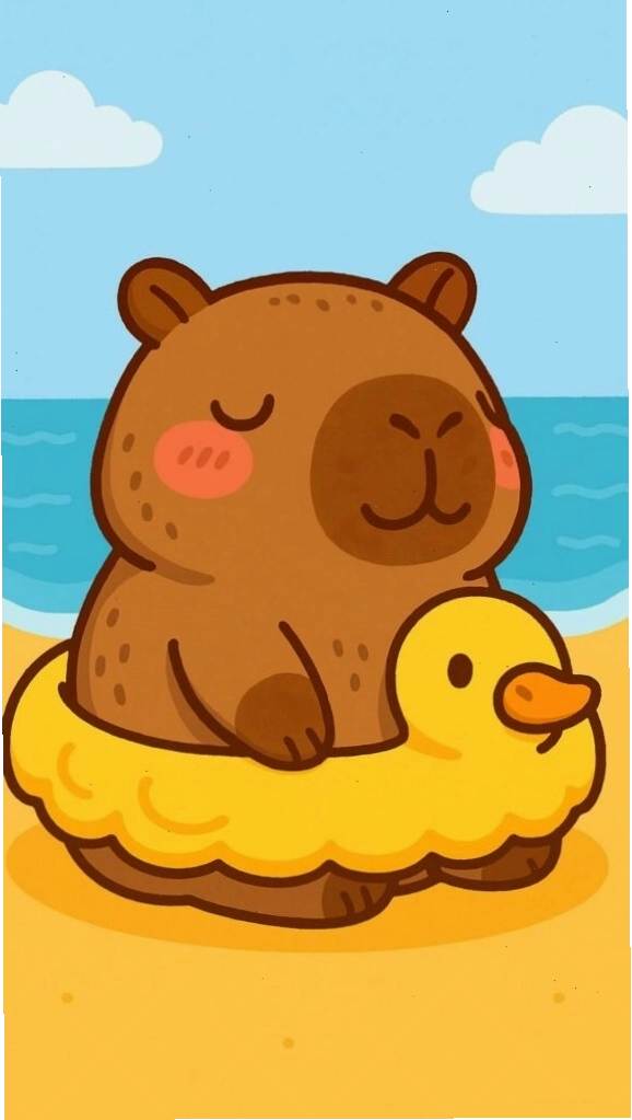 Capybara thư giãn tắm biển