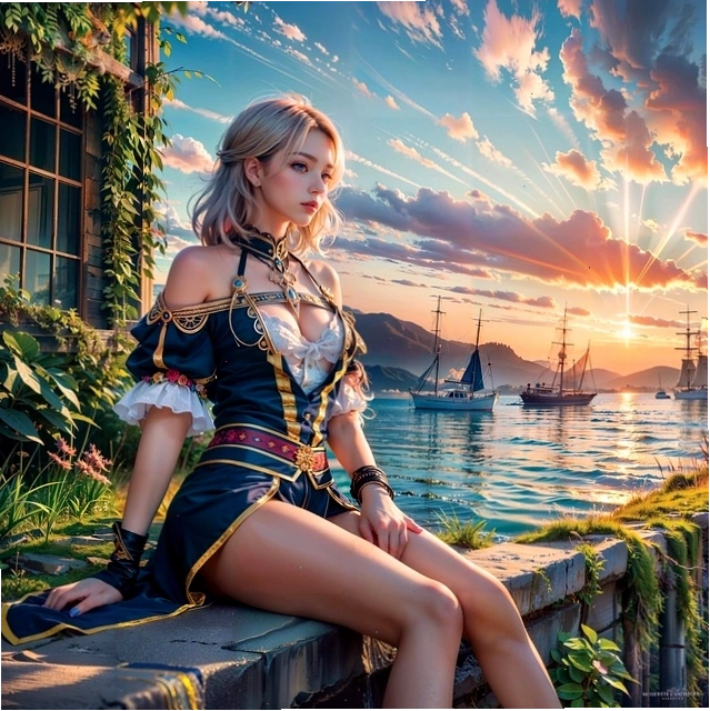 Cô gái anime với trang phục hiện đại và ánh mắt tự tin