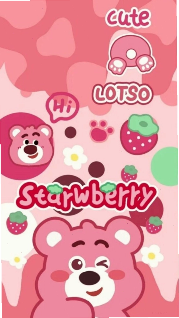 Gấu dâu Lotso phong cách sticker hồng