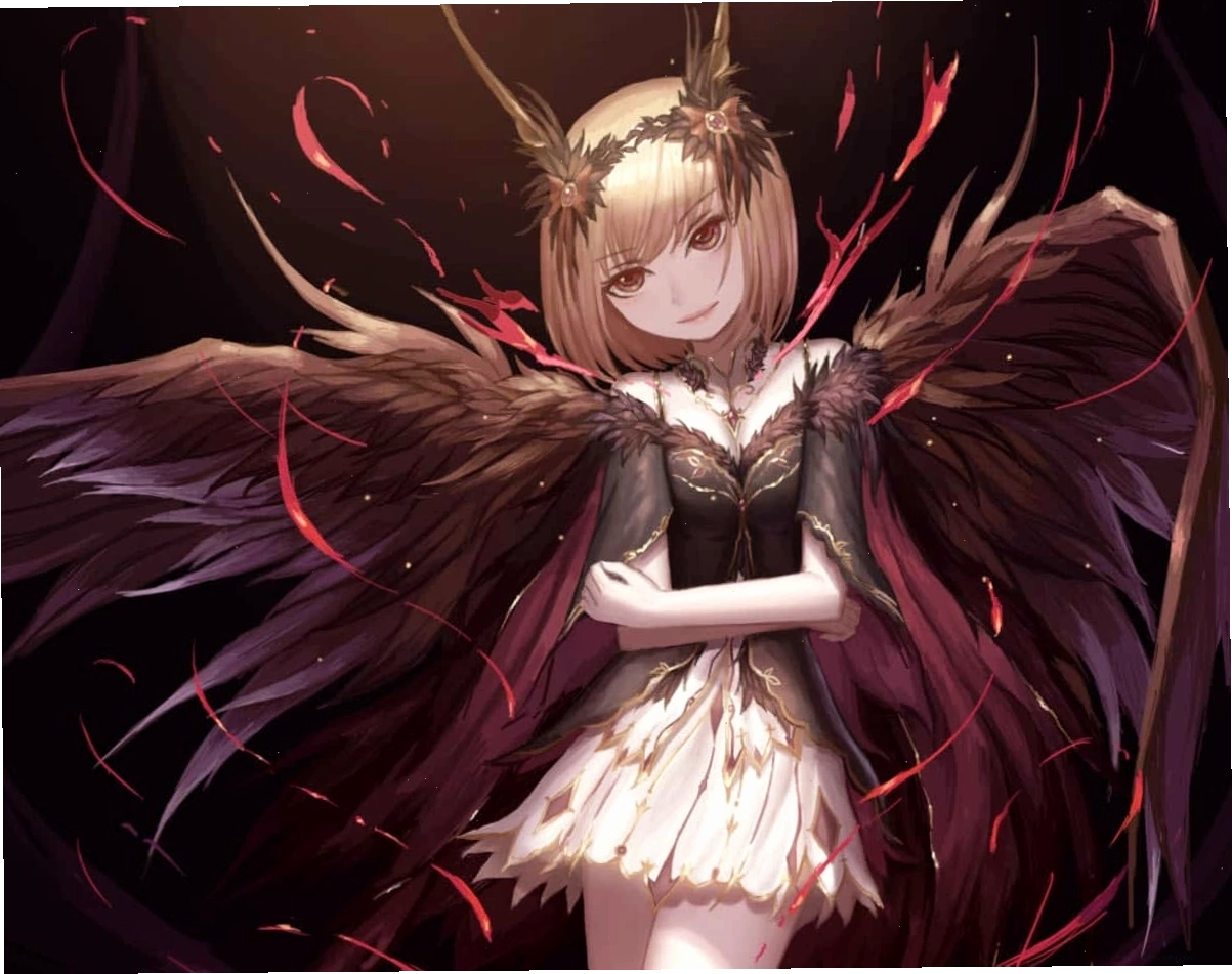 Hình ảnh anime ác quỷ nữ bóng đêm trong trang phục đen huyền bí