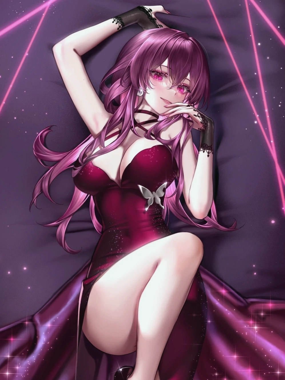 Hình ảnh avatar anime nữ màu hồng dễ thương với phụ kiện nơ