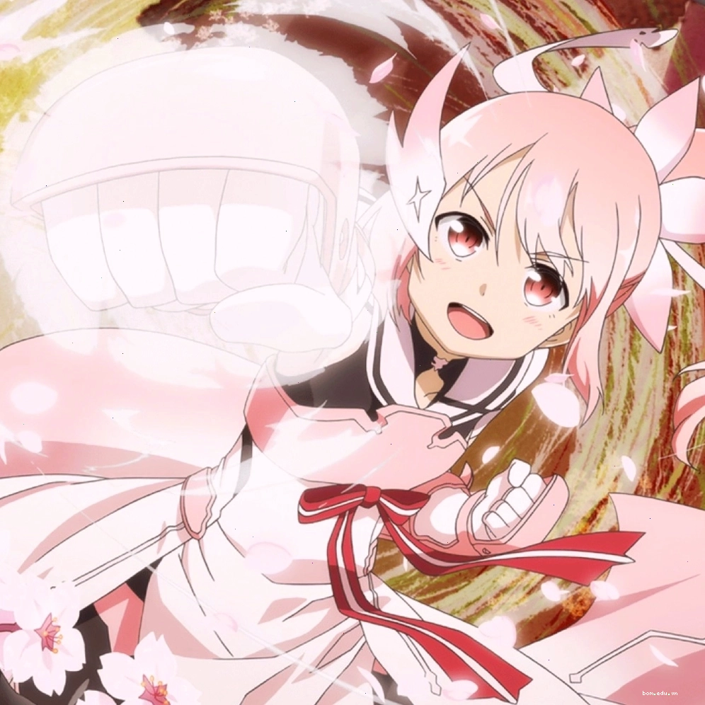 Hình anime màu hồng pastel với phong cách tối giản