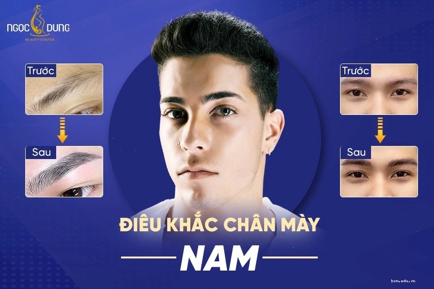 Khách hàng trước và sau khi điêu khắc chân mày nam tại Thẩm mỹ viện Ngọc Dung