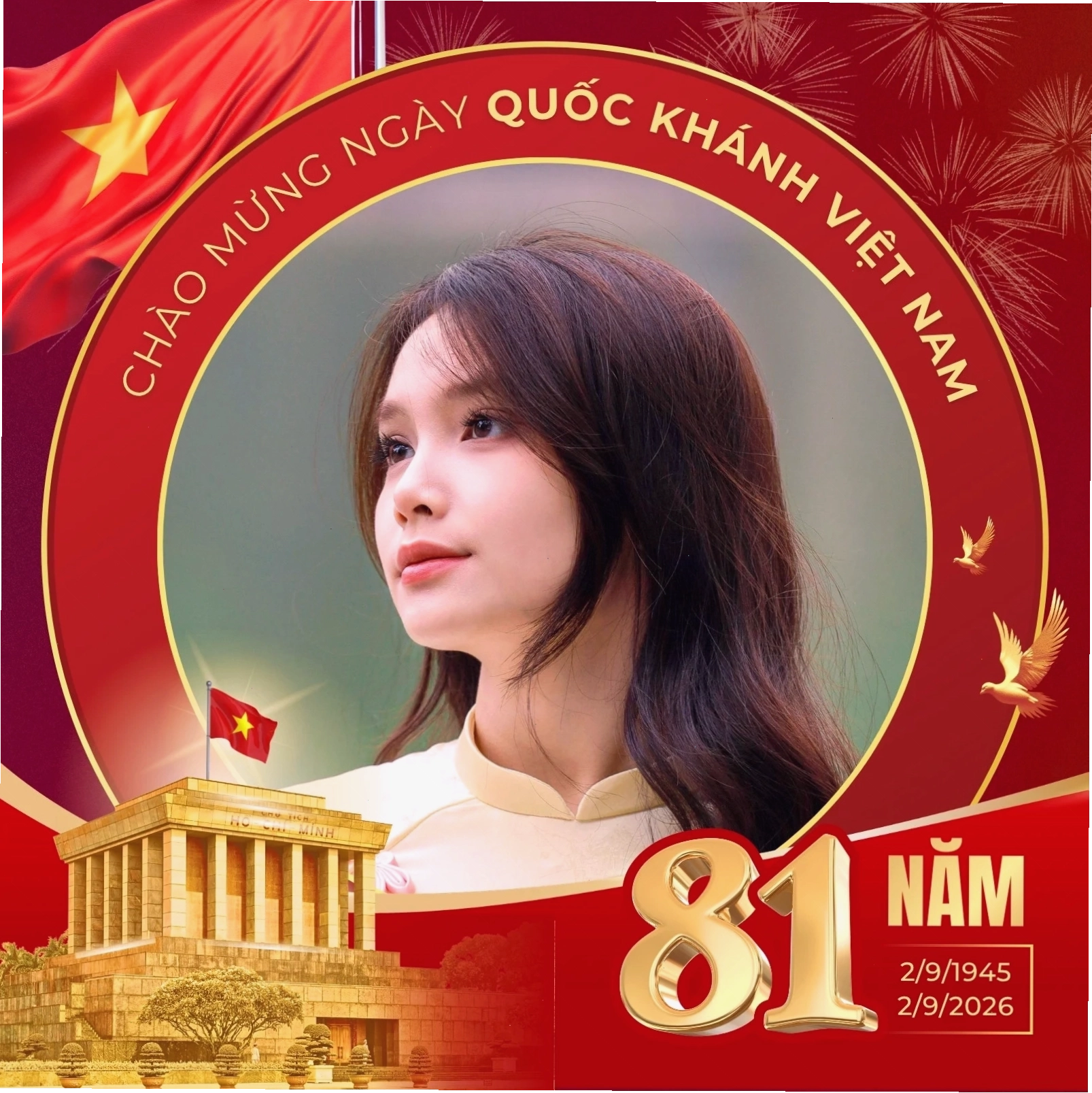 Khung Hồ sơ Facebook Chào mừng Quốc Khánh Hiện đại Đỏ vàng