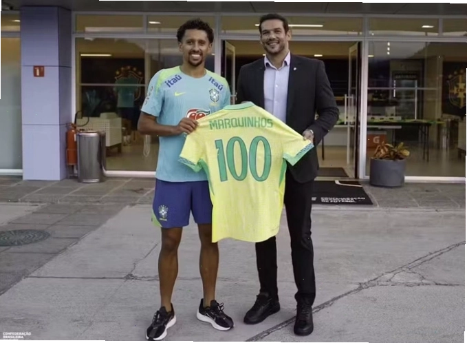 Marquinhos rạng rỡ trong ngày vinh danh cột mốc 100 trận đấu chính thức cho đội tuyển quốc gia Brazil