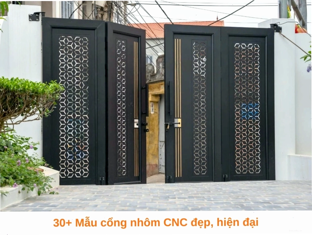 Mẫu cổng nhôm CNC đẹp hiện đại
