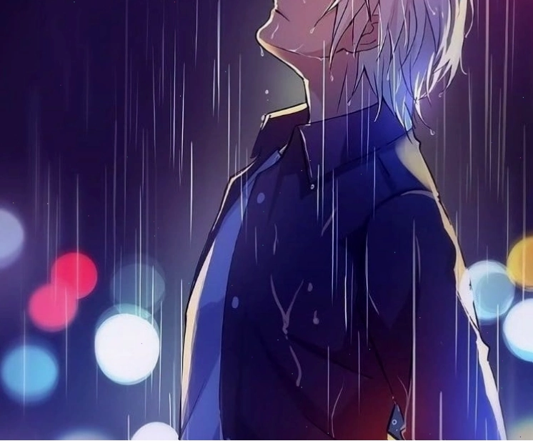 Nhân vật anime buồn bã dưới mưa, biểu tượng của sự thất tình