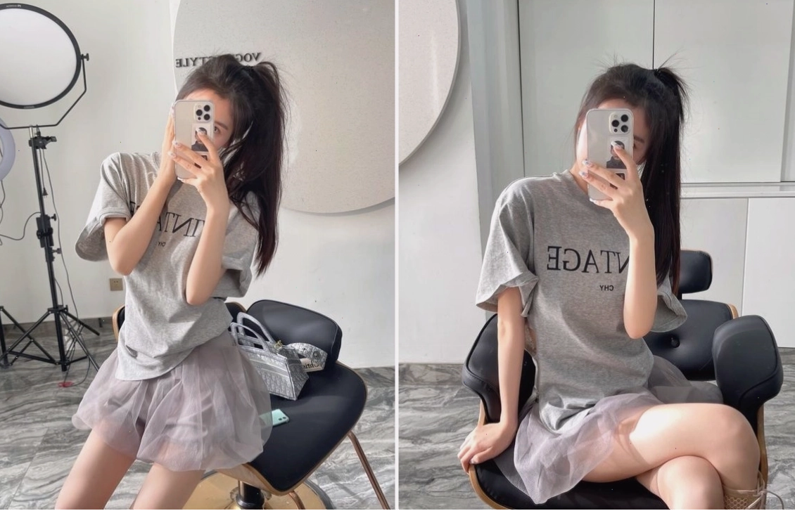 Tư thế ngồi trước gương đầy cuốn hút và bí ẩn