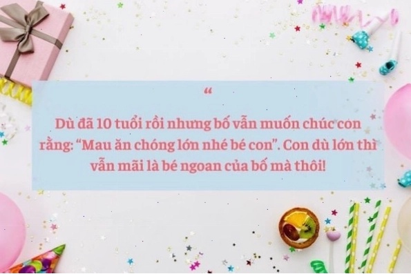 Viết thư tay chúc mừng sinh nhật con gái 10 tuổi độc đáo