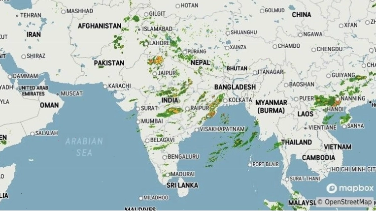 Madhya Pradesh weather radar showing current atmospheric conditions