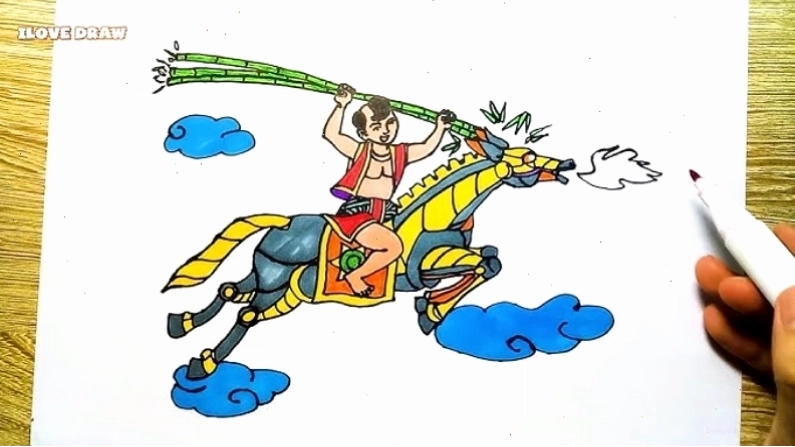 Vẽ tranh chibi Thánh Gióng cưỡi ngựa sắt